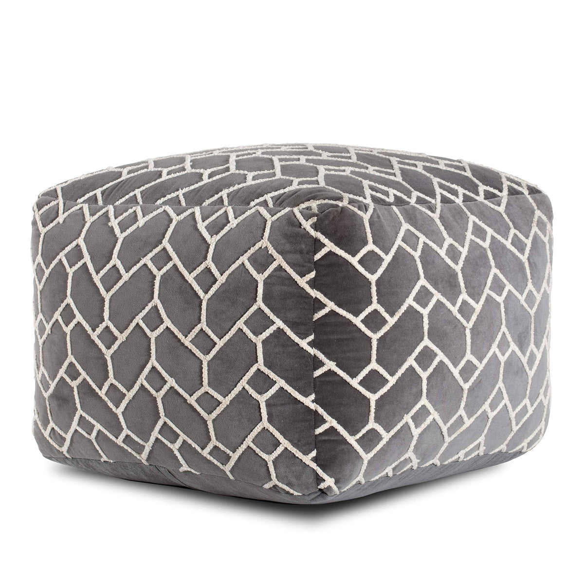 Charcoal Square Velvet Pouf N877964