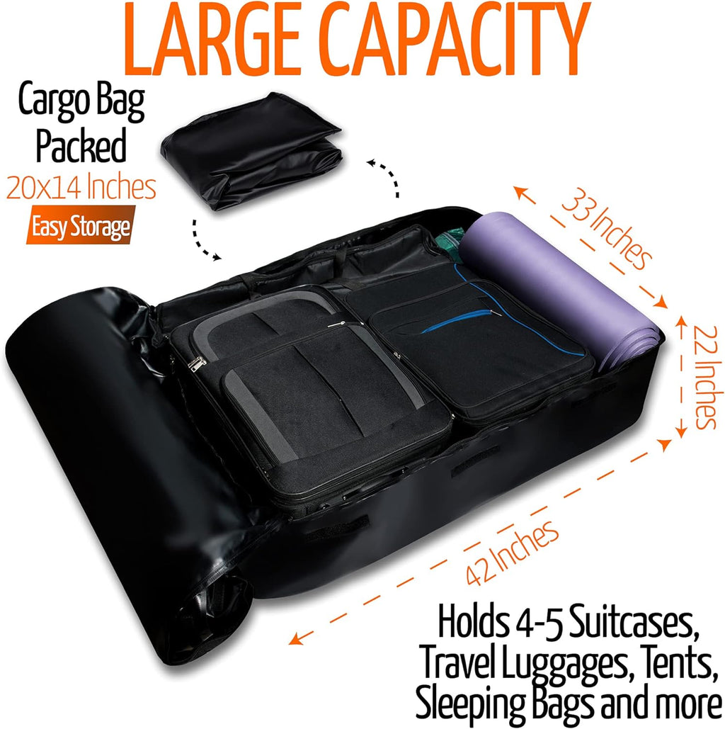 Car Roof Cargo Bag Water Resistant with Anti Slip Mat, 8 Straps G660