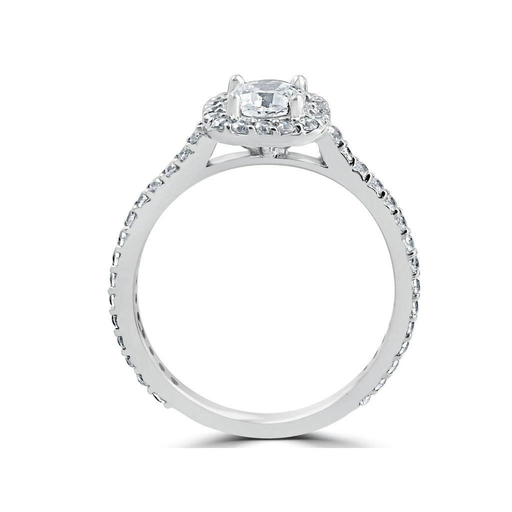 10K White Gold Halo Ring with Lab Grown Diamond T180