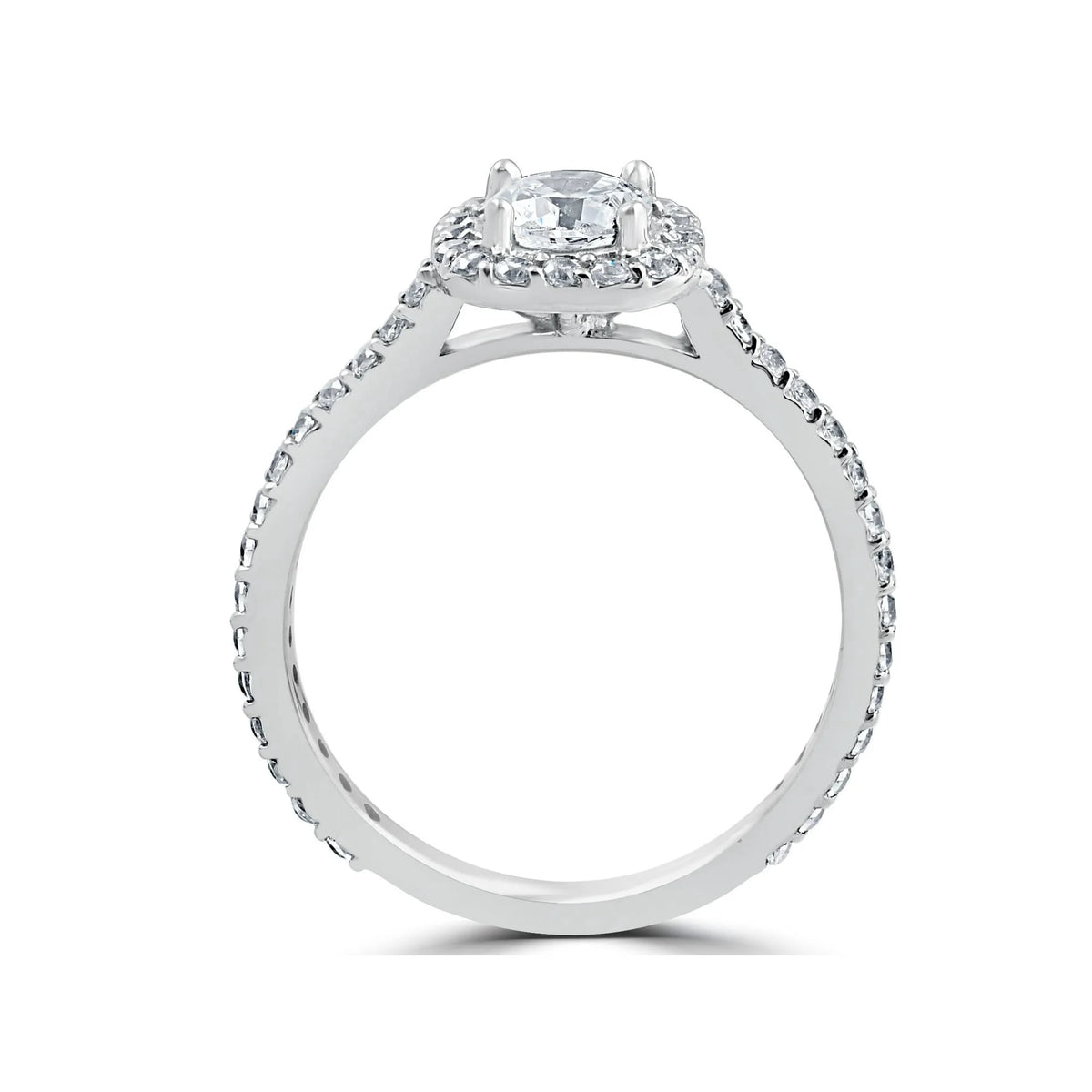 10K White Gold Halo Ring with Lab Grown Diamond T180