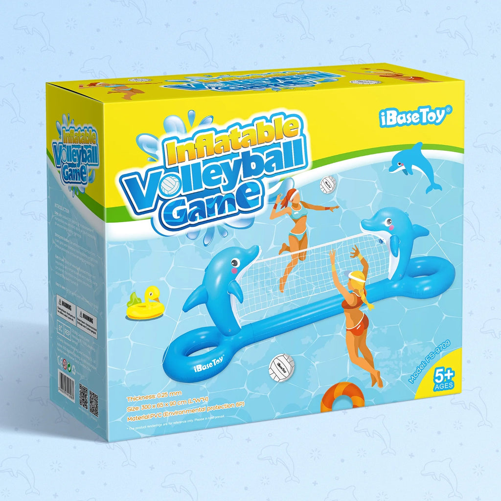 PVC Inflatable Volleyball Game Set Floating Volleyball Net Swimming Pool Float Toy 300x65x90cm Y8410