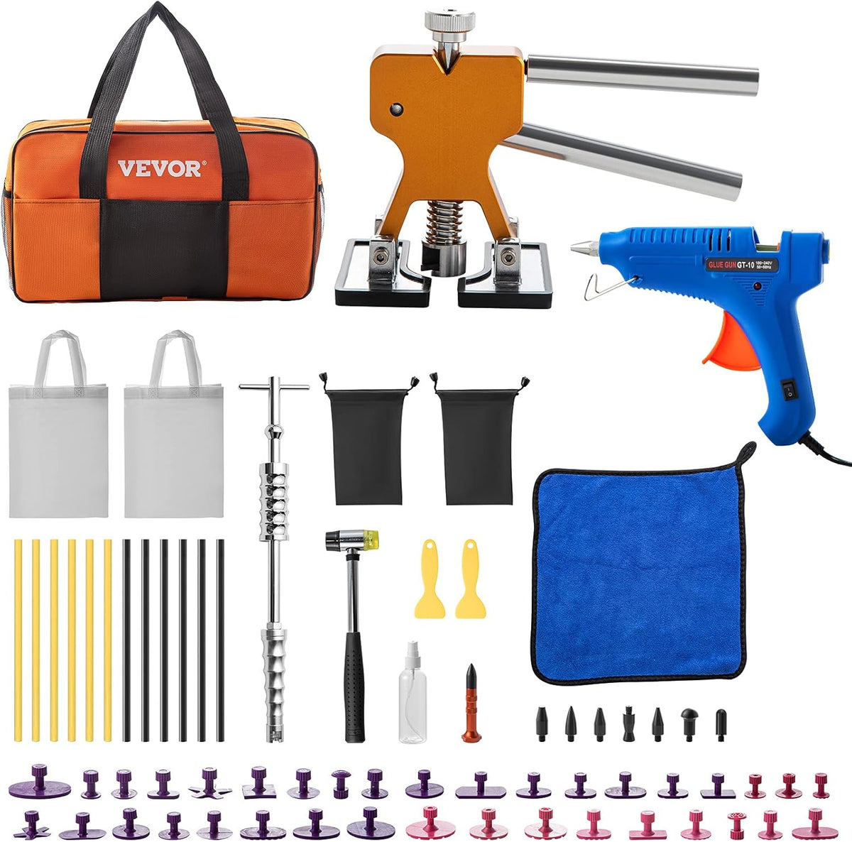 69 Pcs Paintless Dent Repair Kit with LED Baffle Board V412548