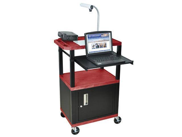 Red 42x22 3 Shelf Cart with Black Pullout Shelf Cabinet Legs Electric E2377