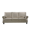 Beige Nailhead Velvet Sofa W14724