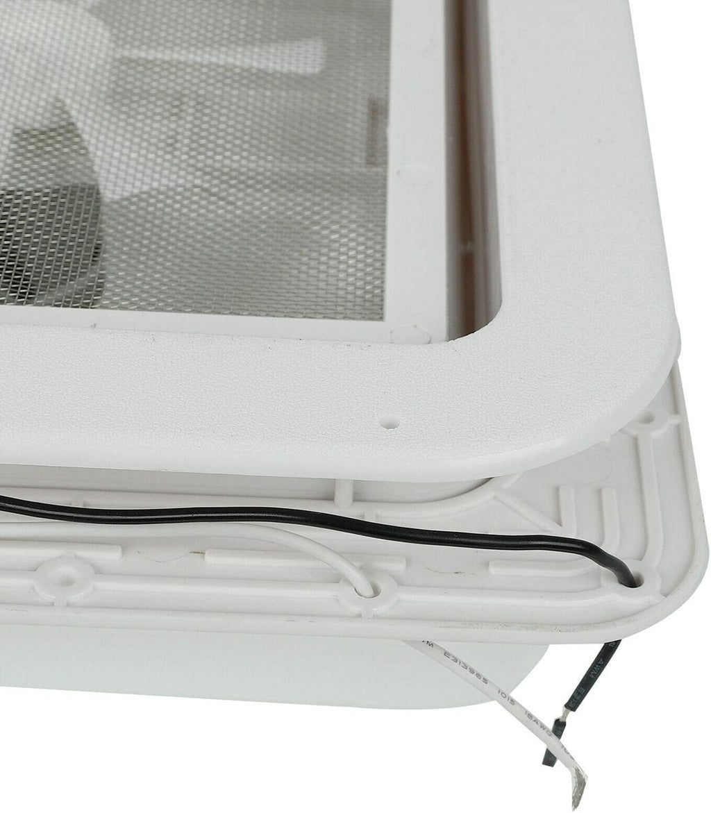 14 RV Roof Vent Cover Kit White Lid with 12V RV Vent Fan 6 Blades Q227