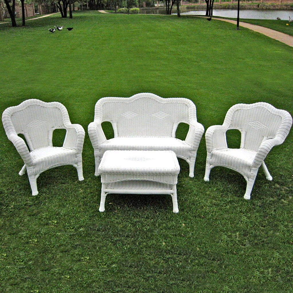 Wicker Resin Patio Conversation Set - Seats 4 E3749