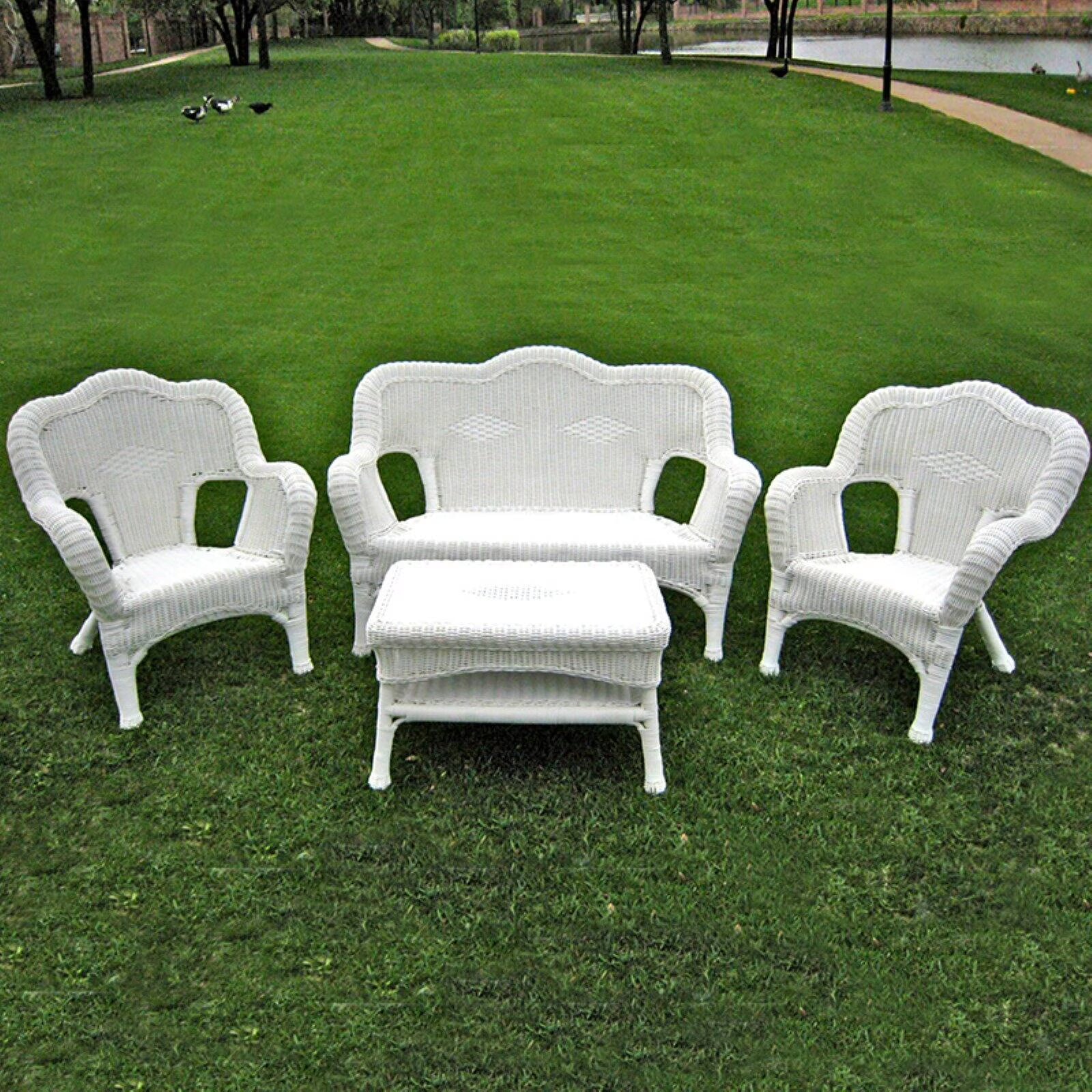 Wicker Resin Patio Conversation Set - Seats 4 E3749