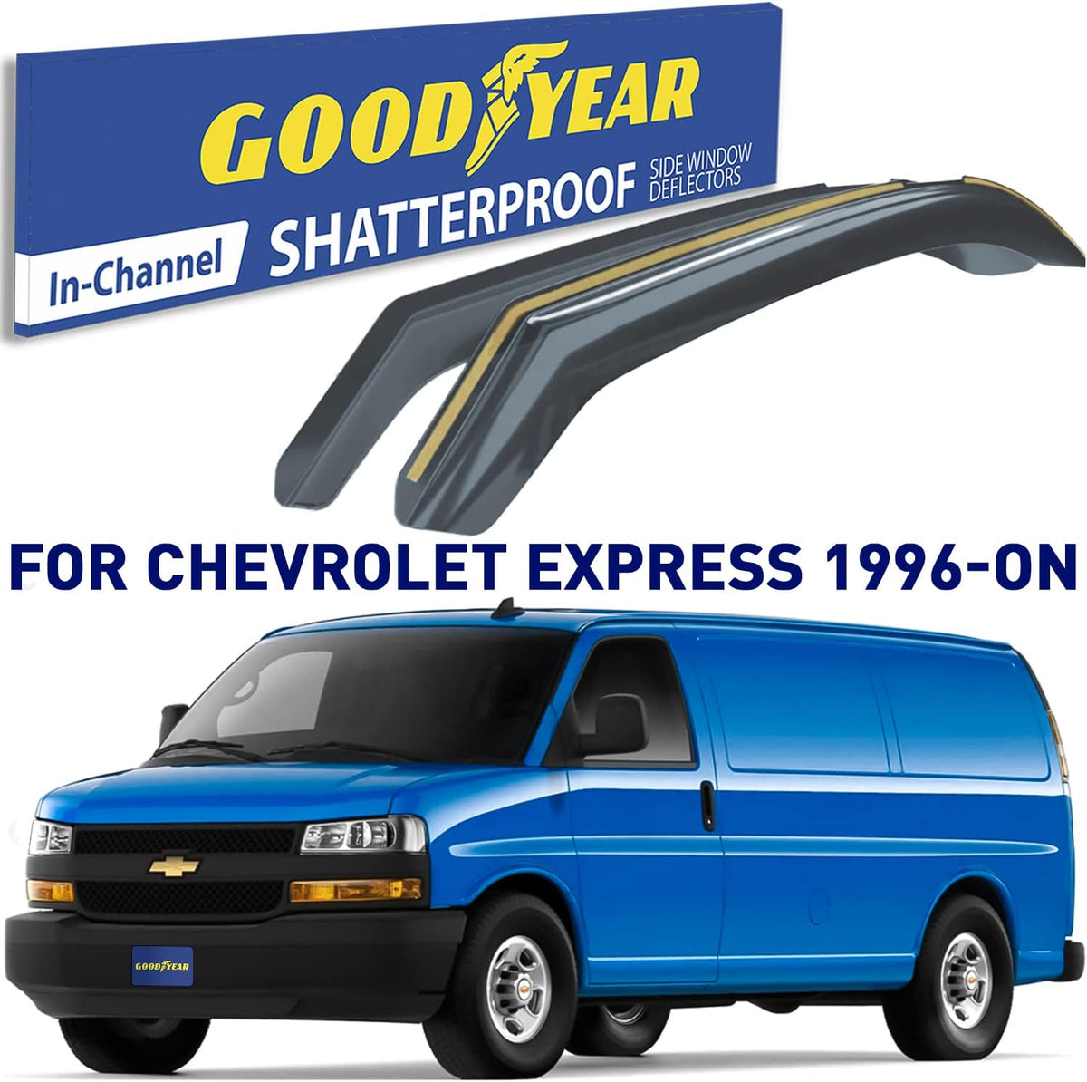 Shatterproof in-Channel Window Deflectors for Chevrolet Express Van/GMC Savana 1996-2022, 2 pcs T7141