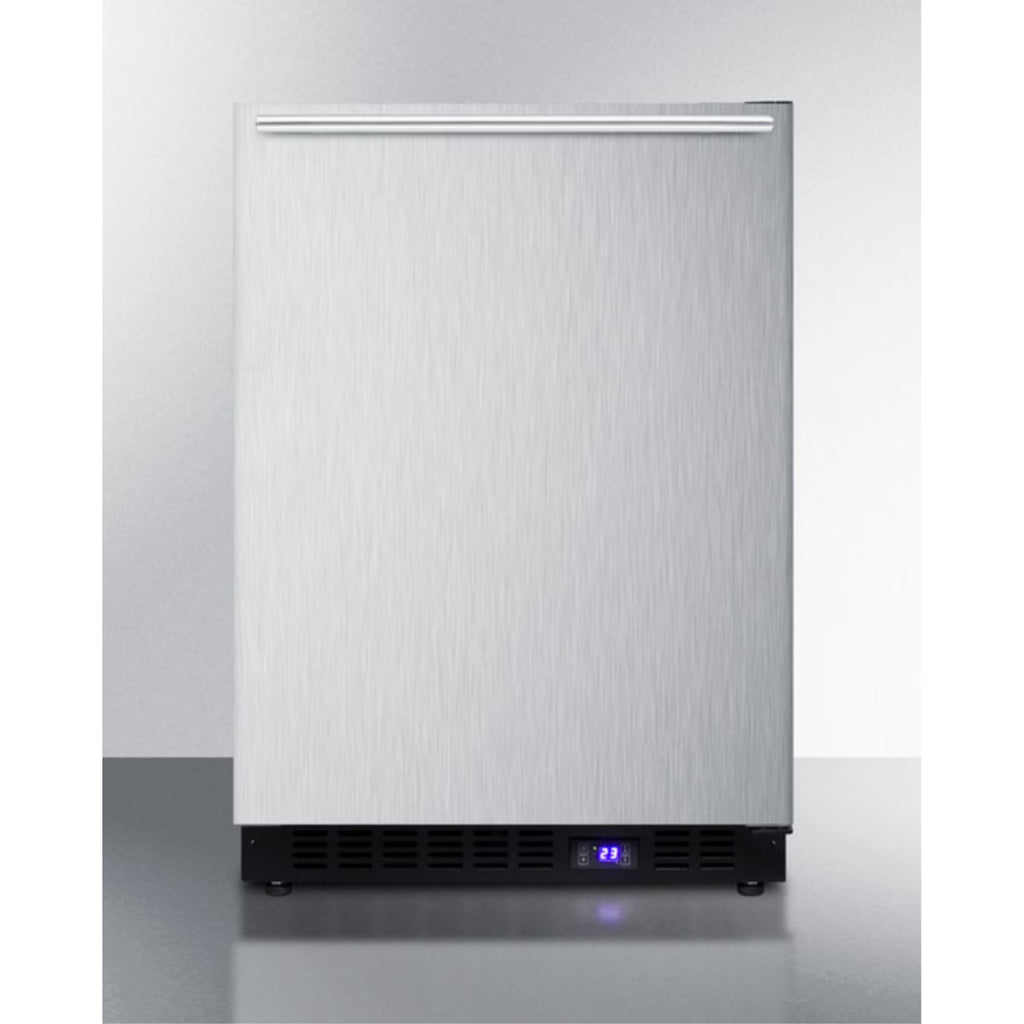 Frost-free built-in undercounter all-freezer with stainless steel door and black cabinet D1098