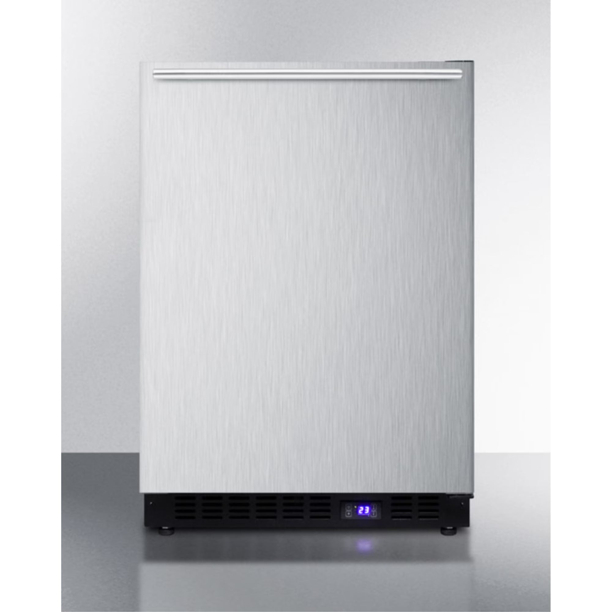 Frost-free built-in undercounter all-freezer with stainless steel door and black cabinet D1098