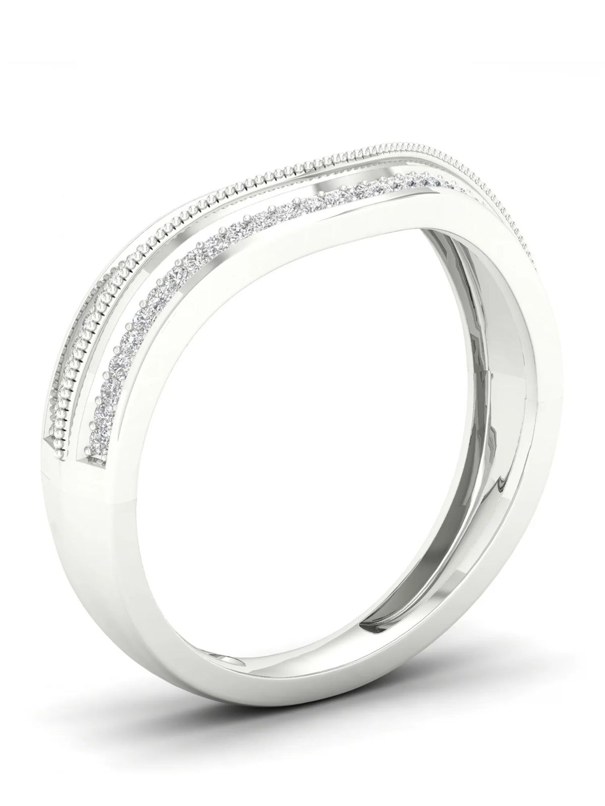 1/6Ct TDW Diamond 10k White Gold Contour Wedding Band L3329