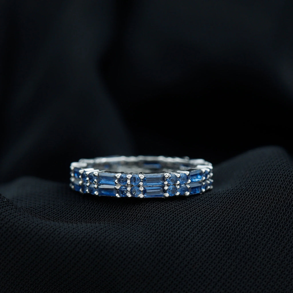14K White Gold Blue Sapphire Full Eternity Ring F69128