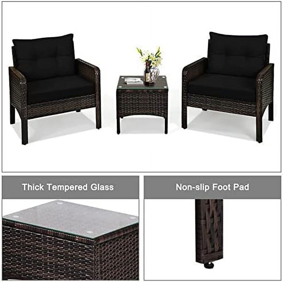 3 Piece Rattan Sectional Sofa Set with Seat Cushions D80616