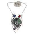 Ruby Zoisite 925 Silver Necklace 20 in F312