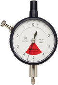 Dial Indicator, #4-48 UNF Thread, 0.375x22 Stem Dia., One Revolution Type, Flat Back, White Dial, 4-0-4 Reading E416081