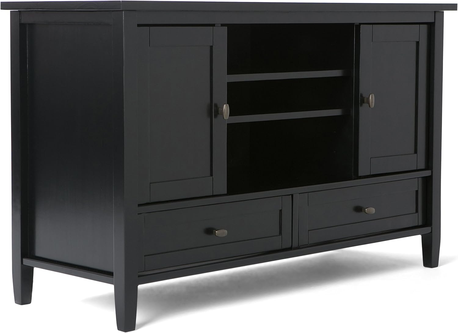 Black Solid Wood TV Media Stand with Storage Cabinet P1041