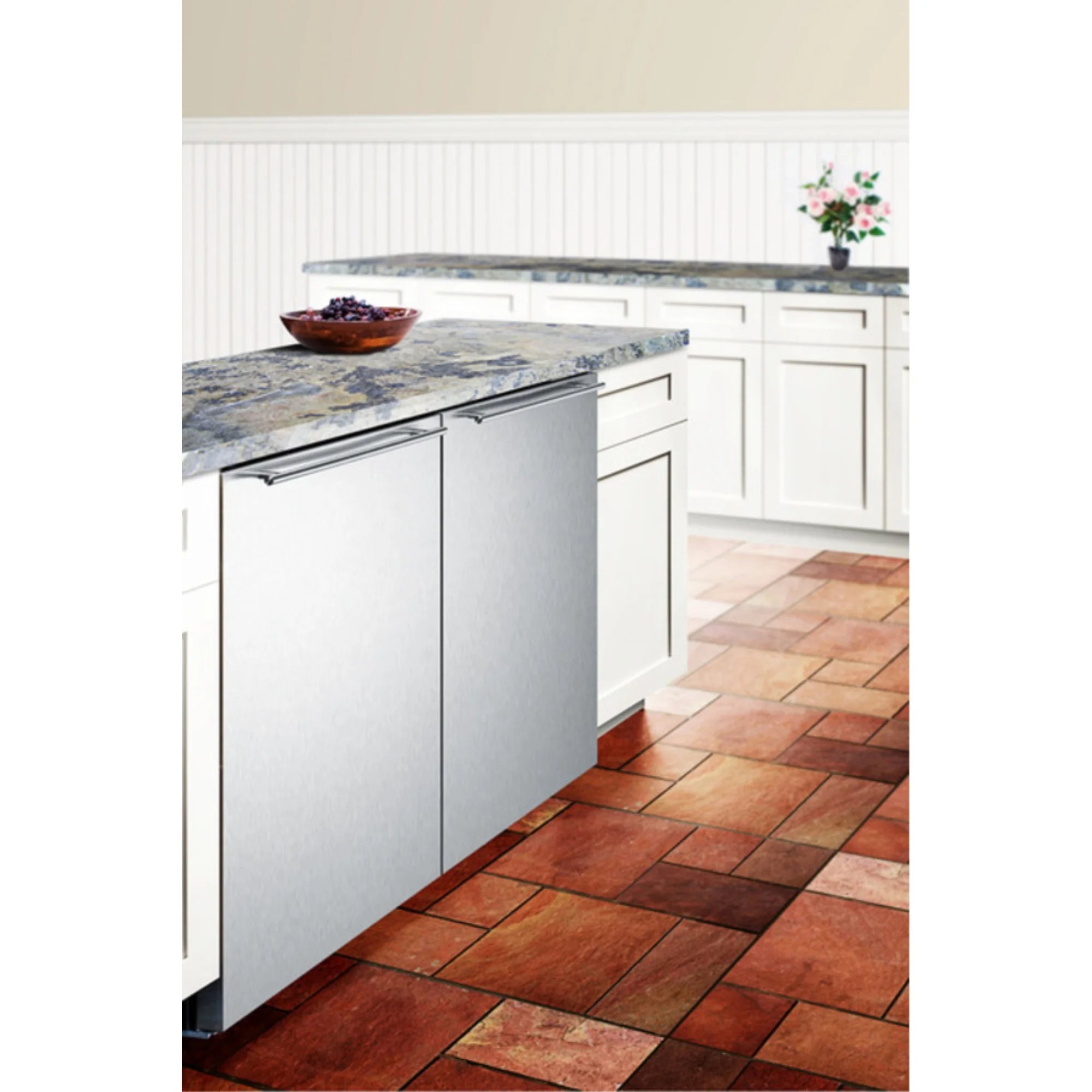 Frost-free built-in undercounter all-freezer with stainless steel door and black cabinet D1098