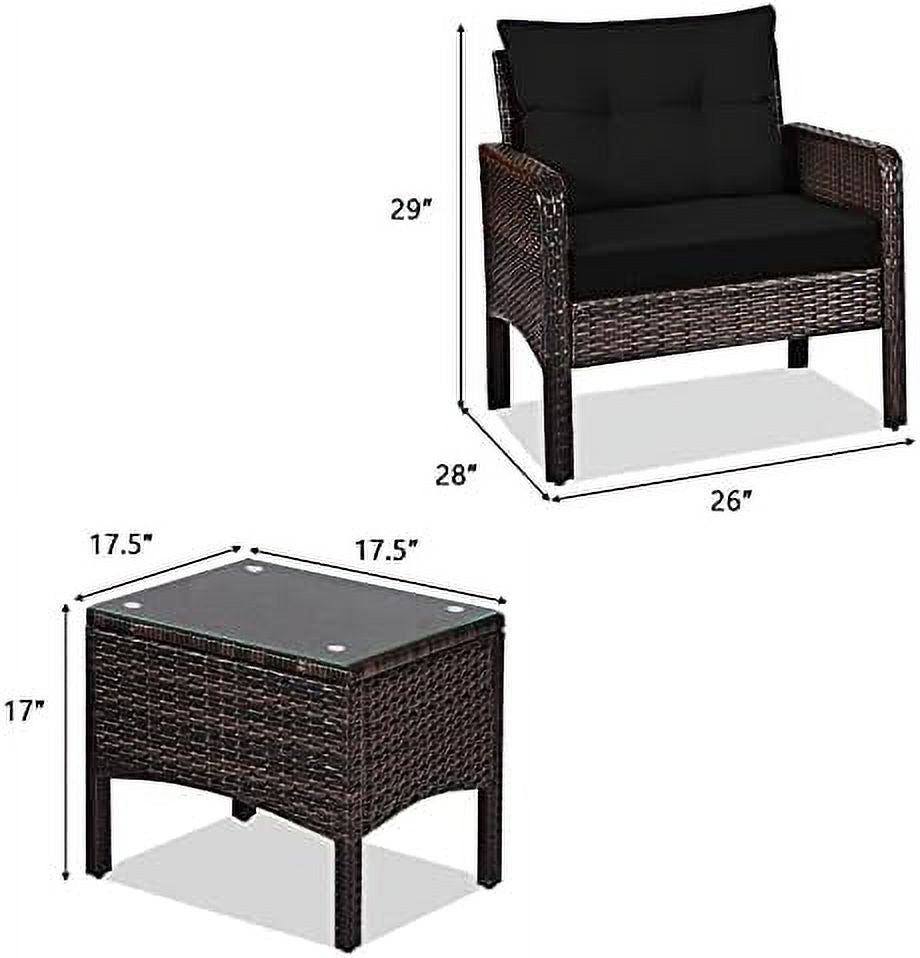 3 Piece Rattan Sectional Sofa Set with Seat Cushions D80616