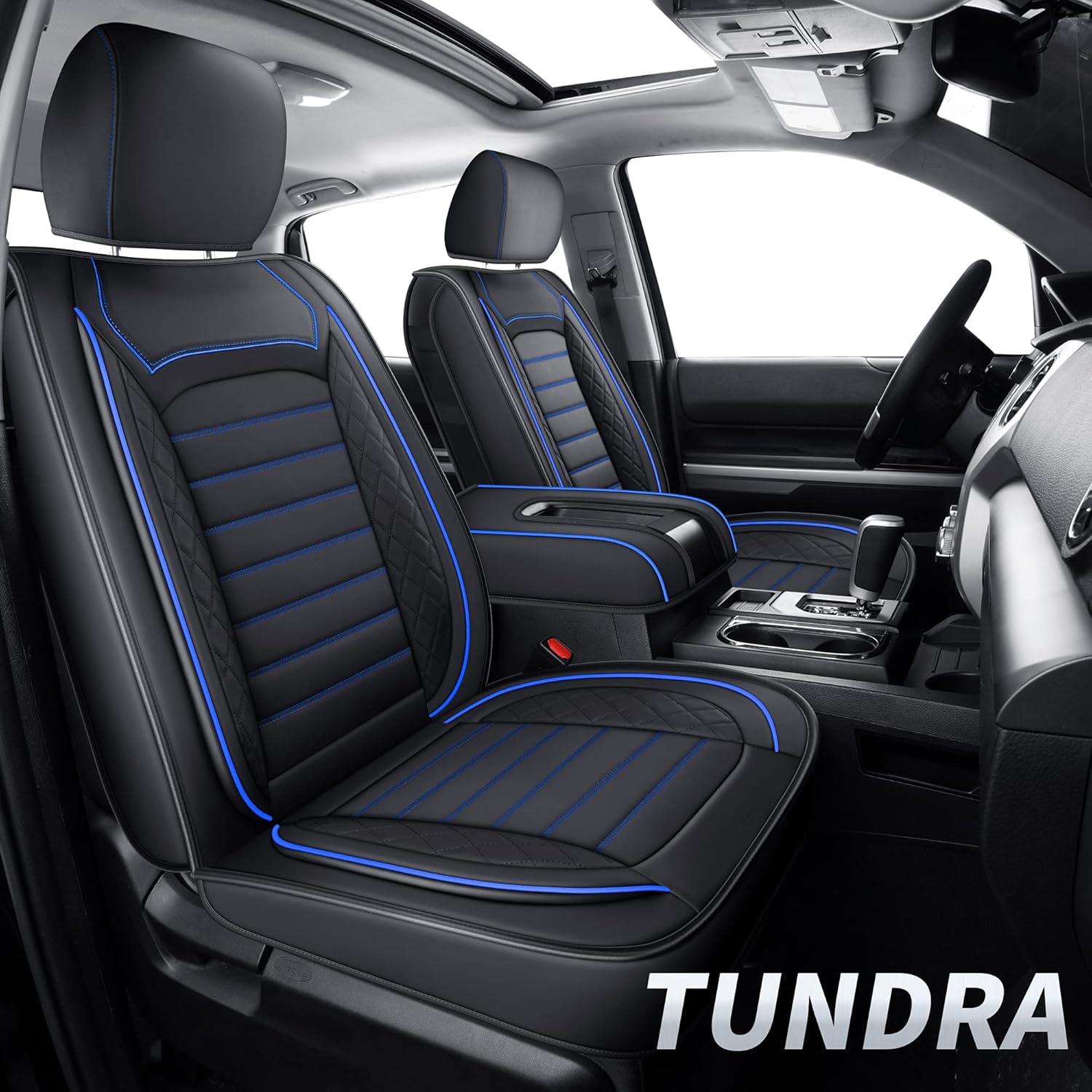 Black & Gray Water Proof Faux Leather Seat Covers Full Set C55124