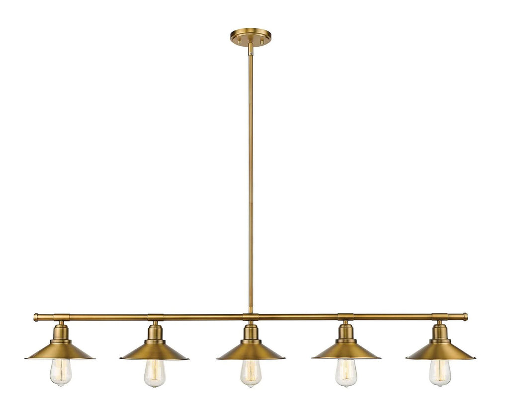 5 Light Island/Billiard in Factory Brass N89911