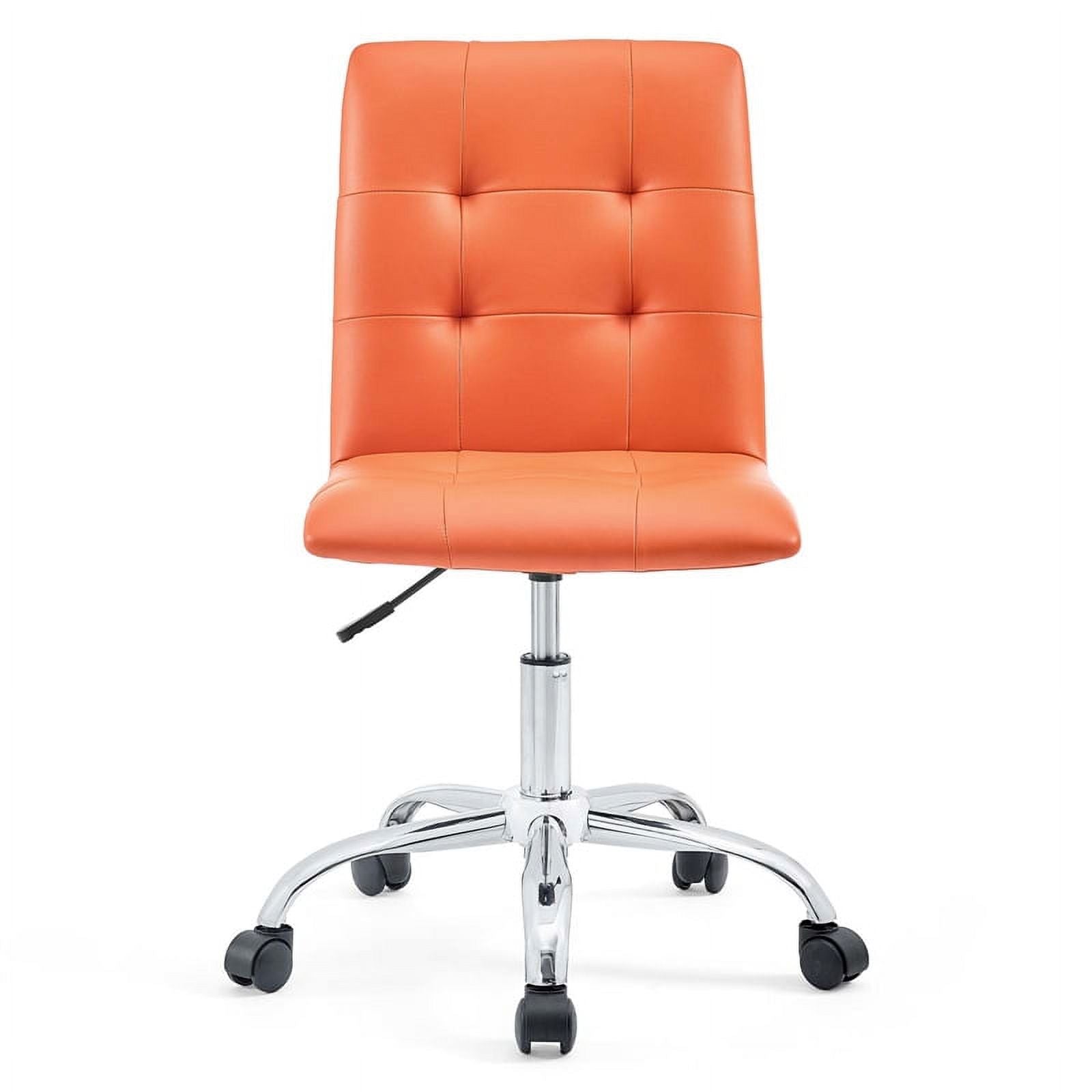 Modern Faux Leather Armless Office Chair in Orange E952763