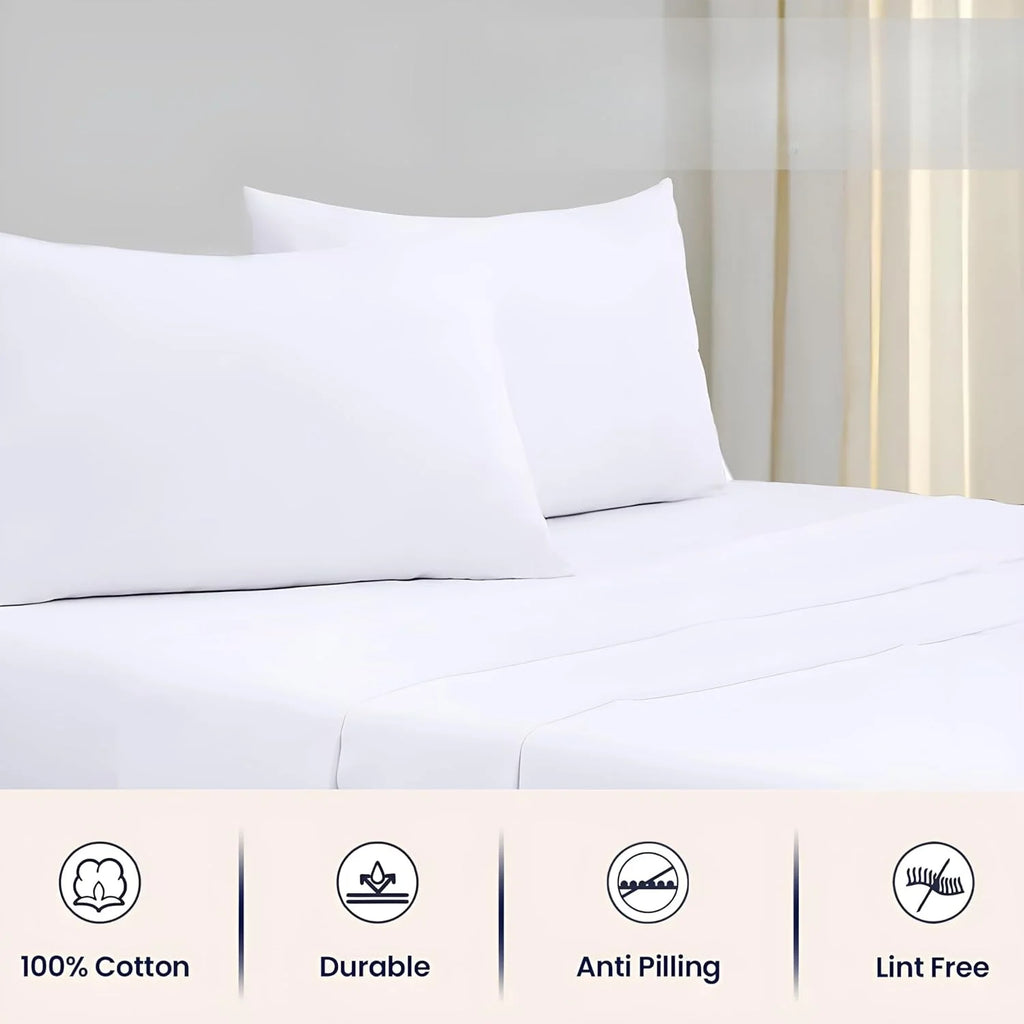 White 4-Piece Queen Egyptian Cotton Sheet Set G243738