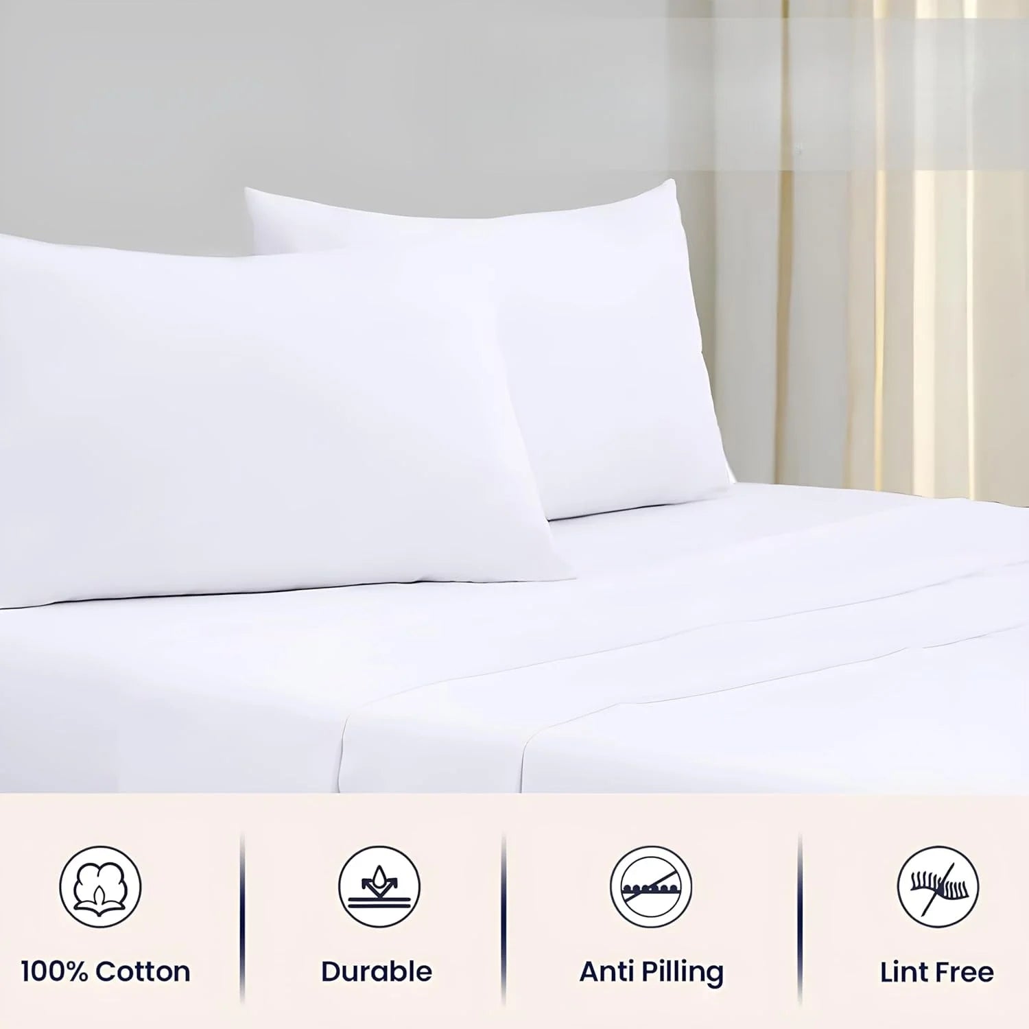White 4-Piece Queen Egyptian Cotton Sheet Set G243738