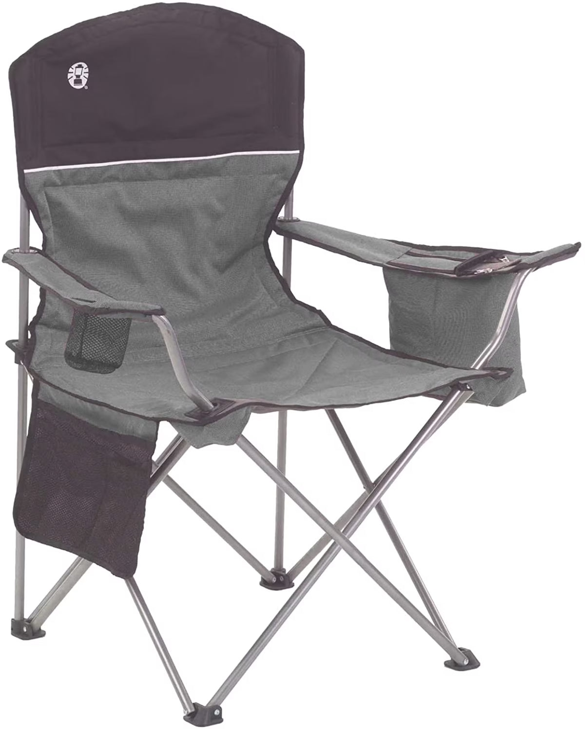 Grey/Black Camping Chair with Built-In 4-Can Cooler H97112