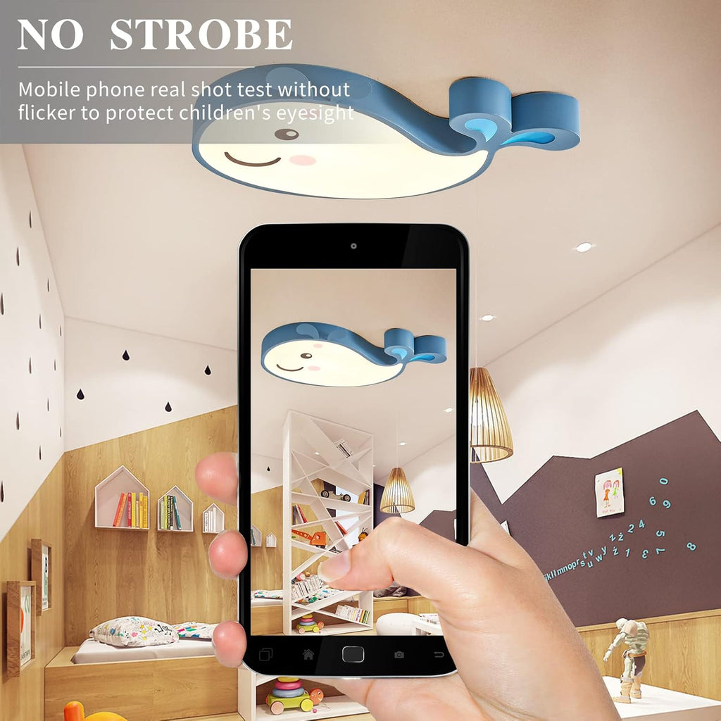 Blue Cartoon Whale Flush Mount Ceiling Light V712289
