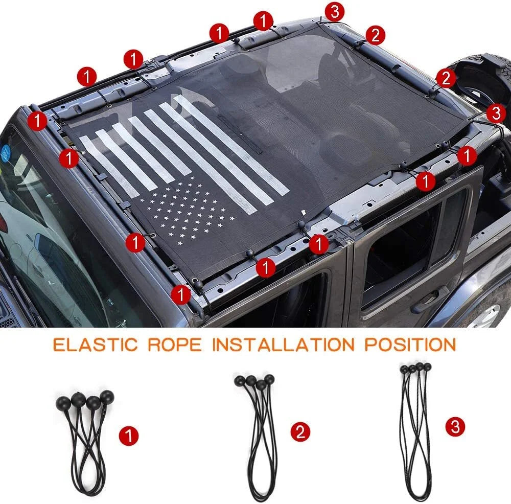 Black Sun Shade Bikini Top for Jeep Wrangler JL JLU 4-Door P658205