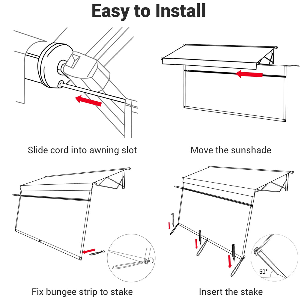 RV Awning Fabric Replacement with Side Mesh Screen Kit I734