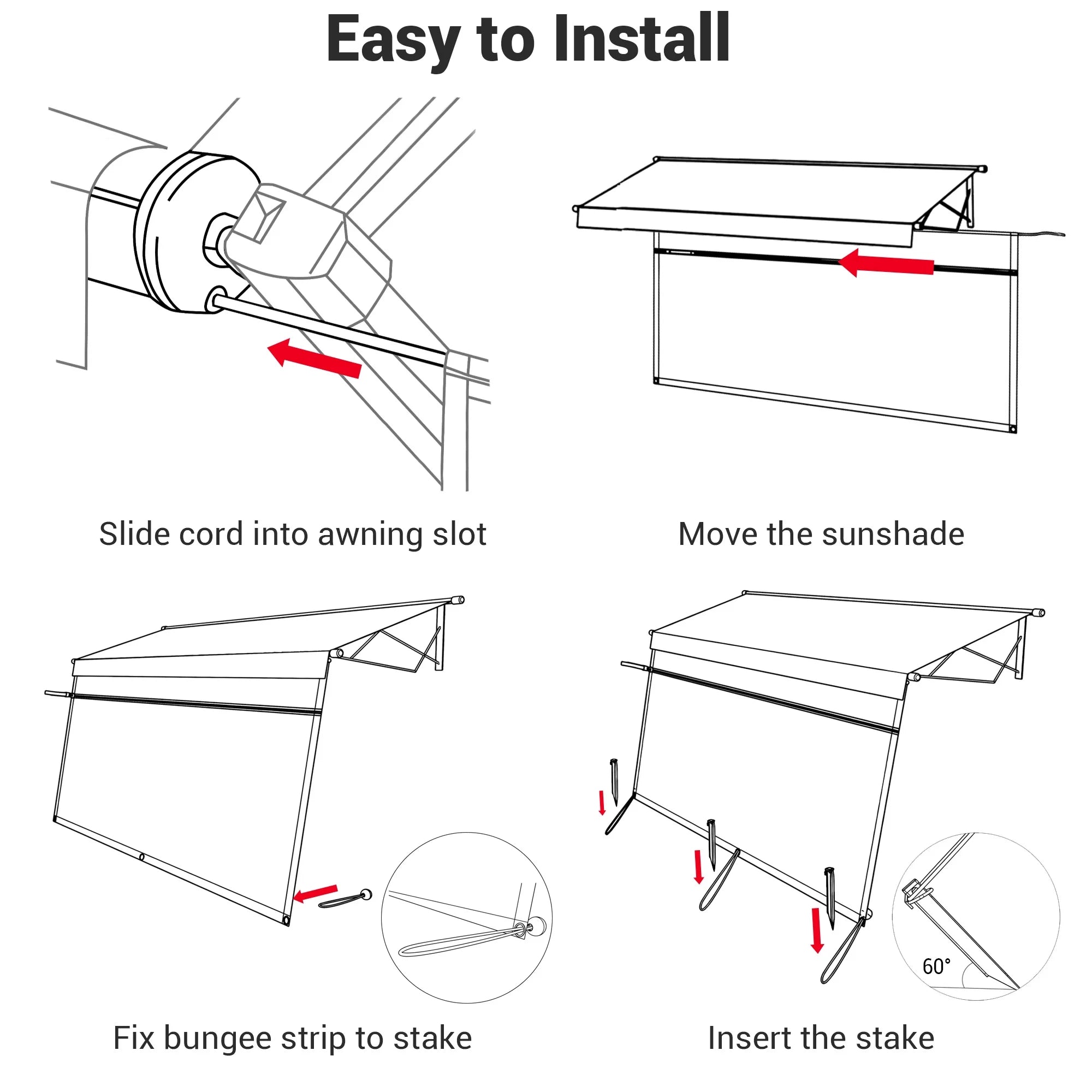 RV Awning Fabric Replacement with Side Mesh Screen Kit I734