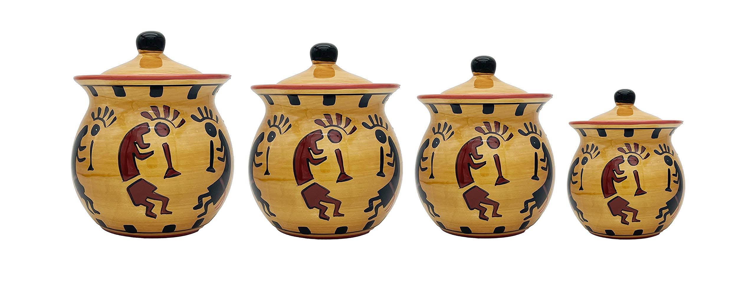 4pc Hand Painted Ceramic Canister Set O35078