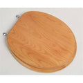Solid Round Oak Wood Toilet Seat with Chrome Hinges S351