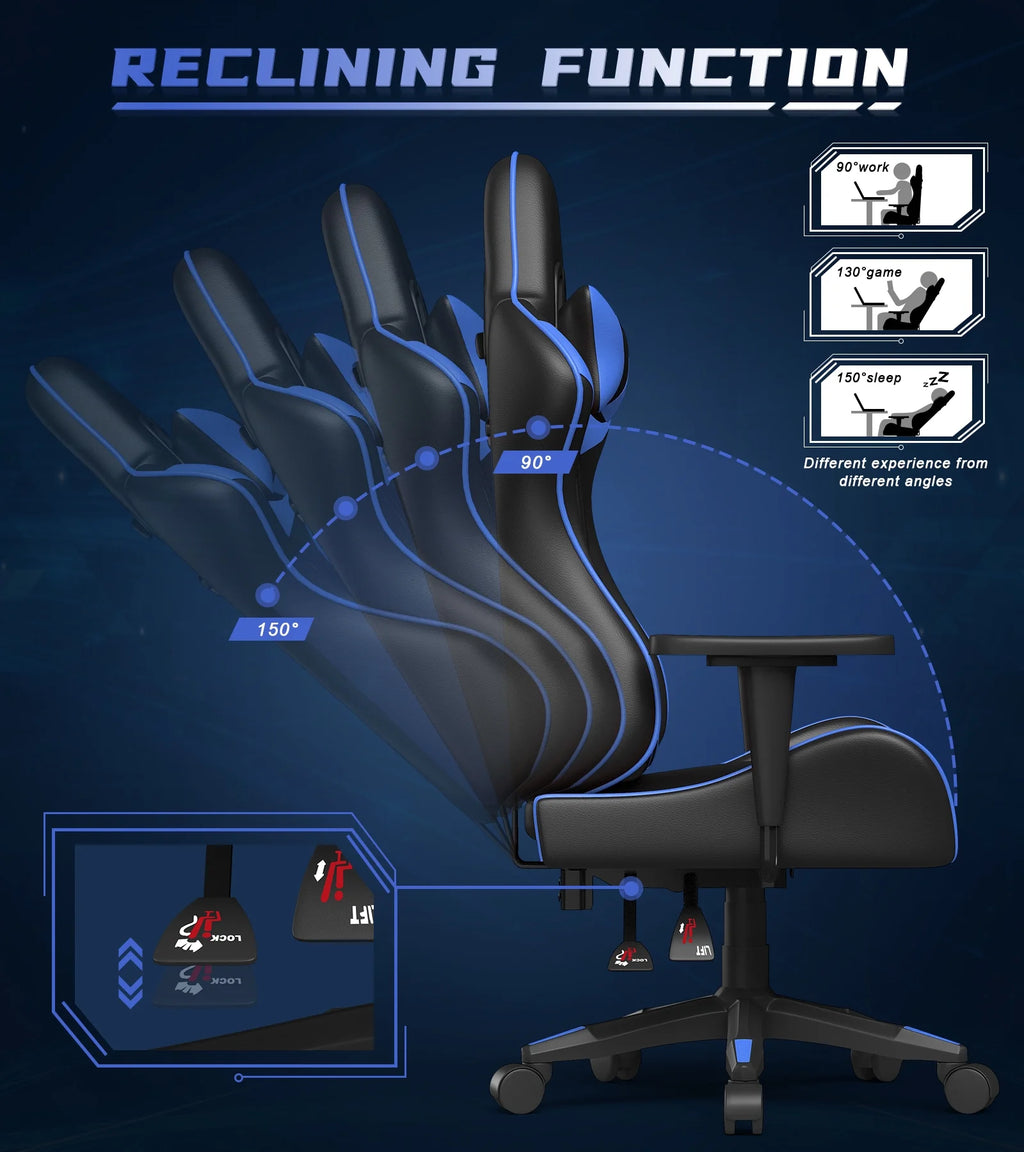 Blue Ergonomic Gaming Chair with Lumbar Support & Headrest C16526