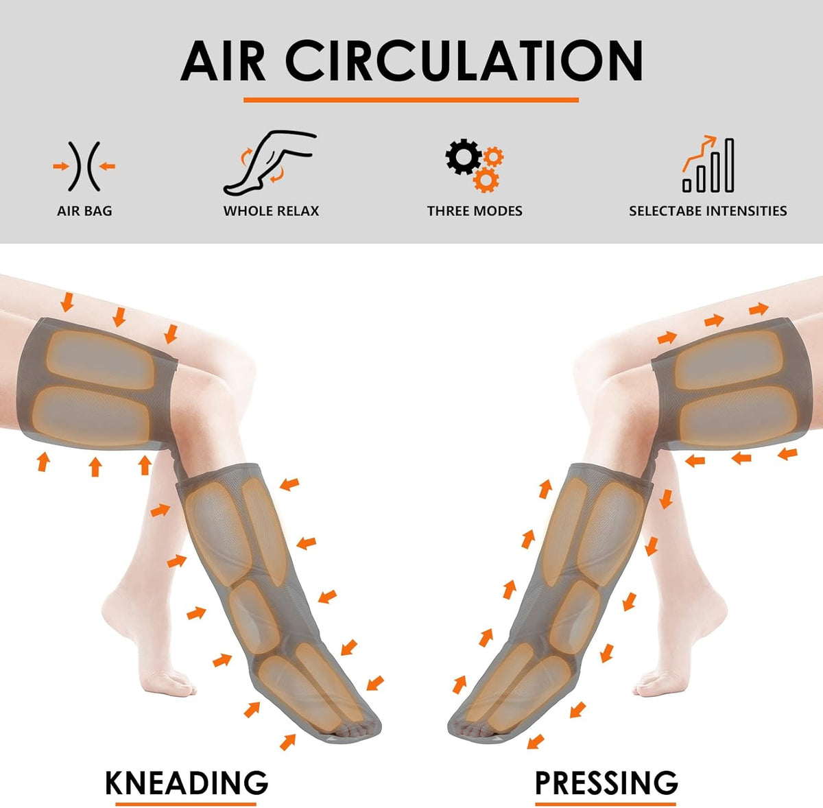Leg Massager with Heat, Air Compression, 3 Modes 3 Intensities 2 Heating Levels C7377