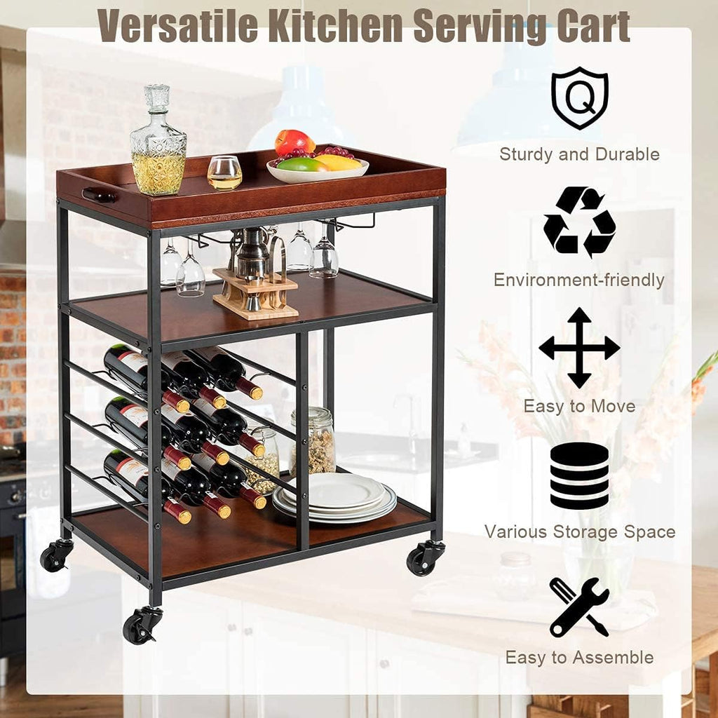 Rustic Brown Kitchen Island Cart C865591