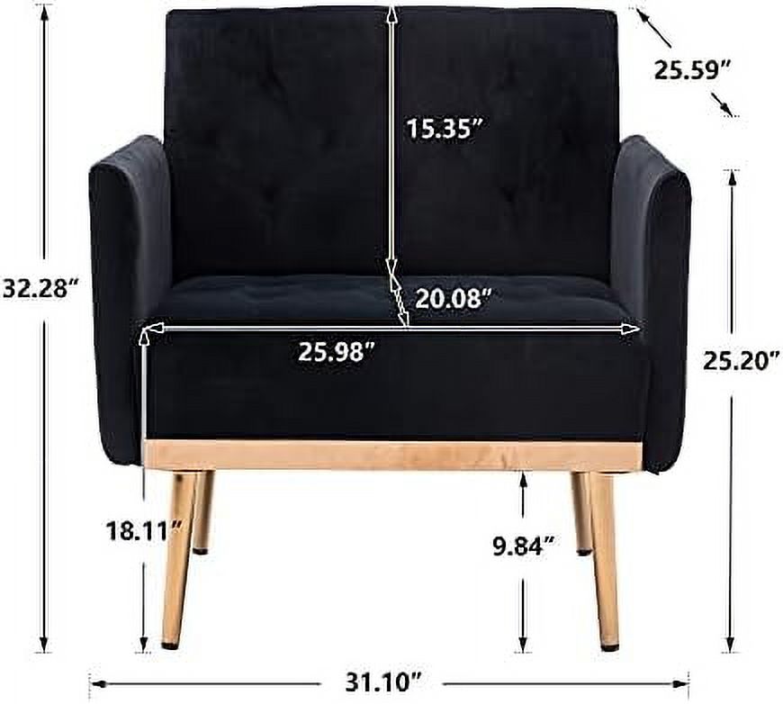Rose Golden Metal Legs Velvet Accent Armchair U394693