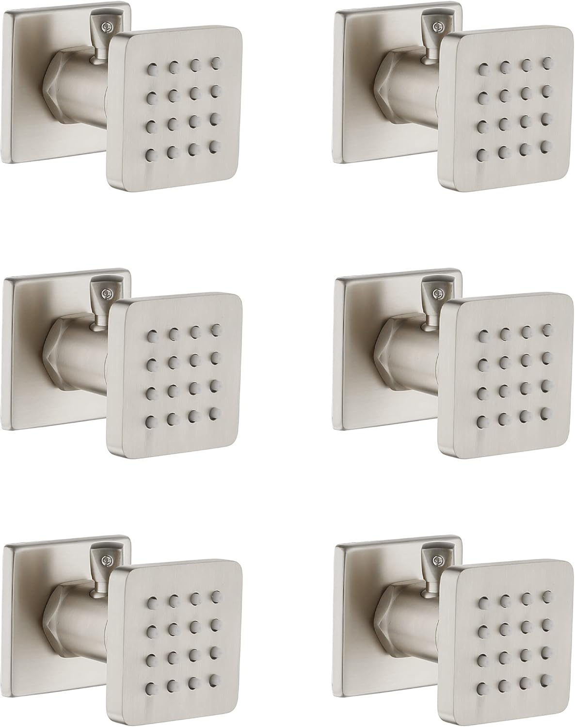 6PCS Brushed Nickel Solid Brass Round Shower Body Spray Nozzle Wall Jets Y960487