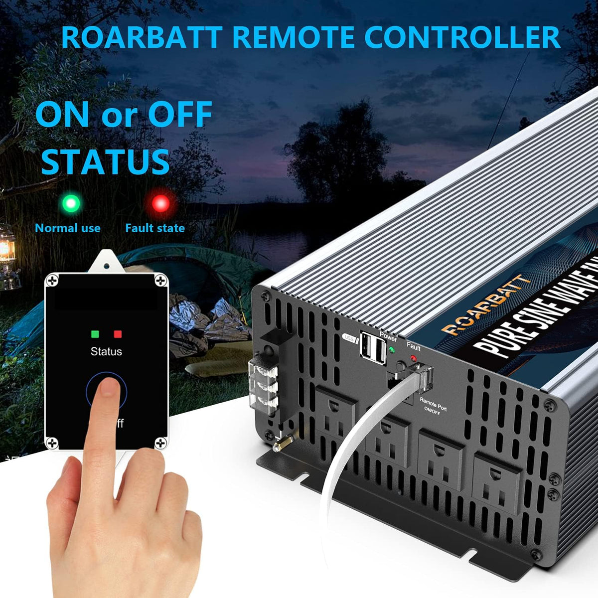4000Watt 12V DC to AC 110V Power Inverter with Remote Control 4 AC Outlets Dual USB Port U7793