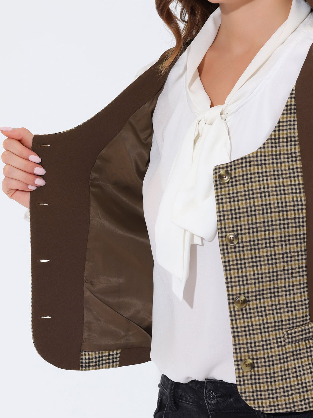 Vintage Plaid Button Down Waistcoat Vest L842
