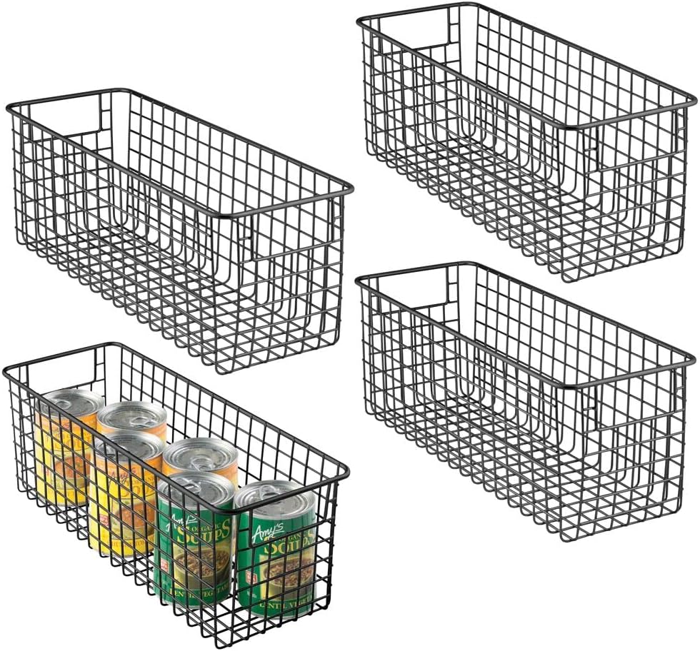 Satin Metal Wire Cabinet Organizer Bins 4 Pack H68880