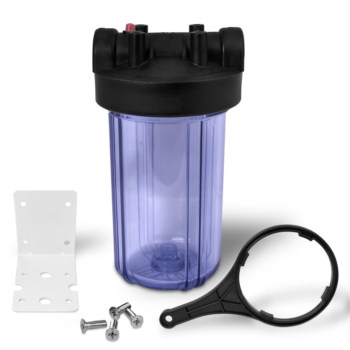 10" Transparent Blue Housing for Whole House Water Filtration System, 1 Brass Port T48438