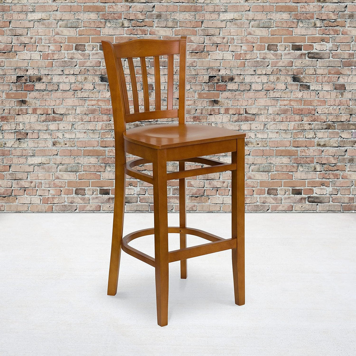 Black Vinyl Vertical Slat Back Barstool F982174