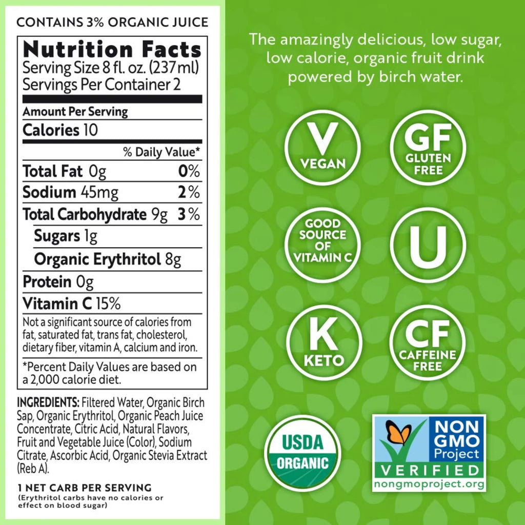 Kiwi Watermelon Fruit & Birch Water Drink, 16 fl oz (Pack of 6) X7486