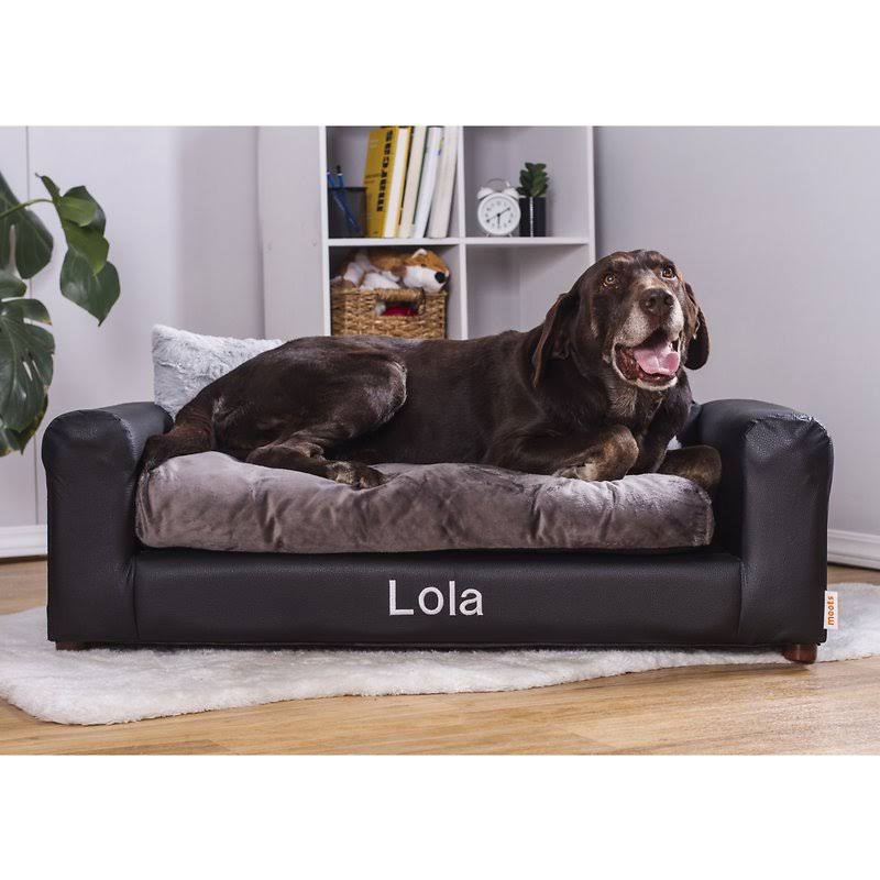 Charcoal Leatherette Sofa Cat & Dog Bed P68867