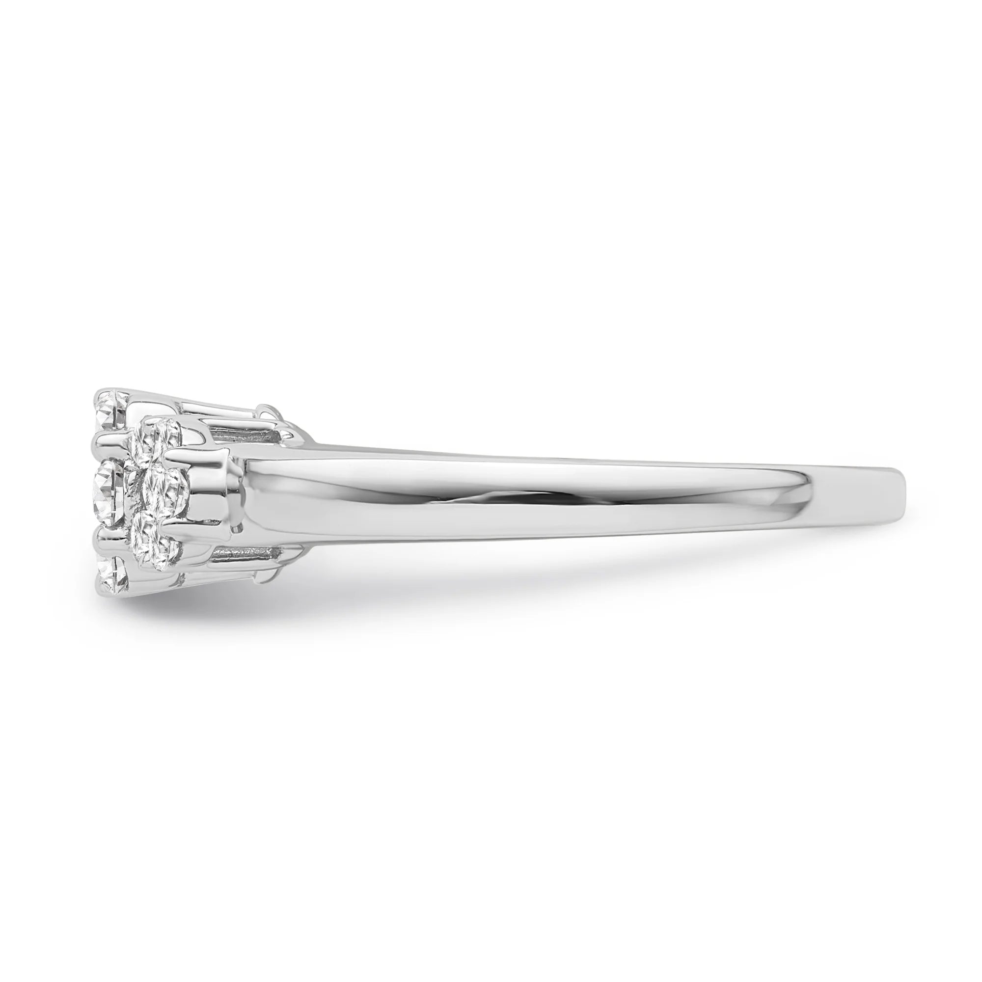 10K White Gold Diamond Cluster Band Ring K767
