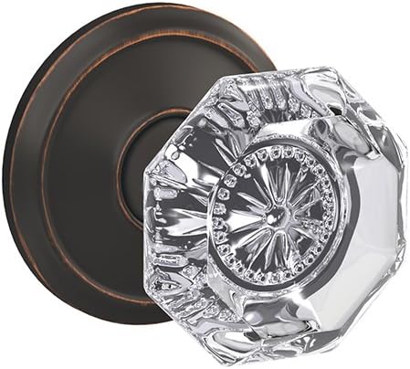 Satin Nickel Non-Turning Glass Knob with Trim, Pack of 2 B673727