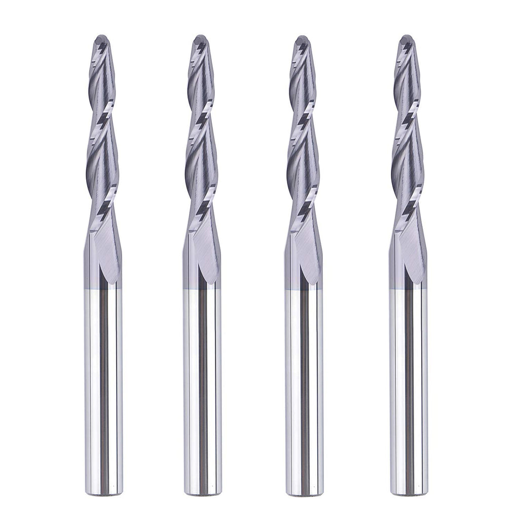 1/4 inch Shank 3mm Diameter Ball Nose Tapered End Mill CNC Engraving Bits Pack of 2 F1667