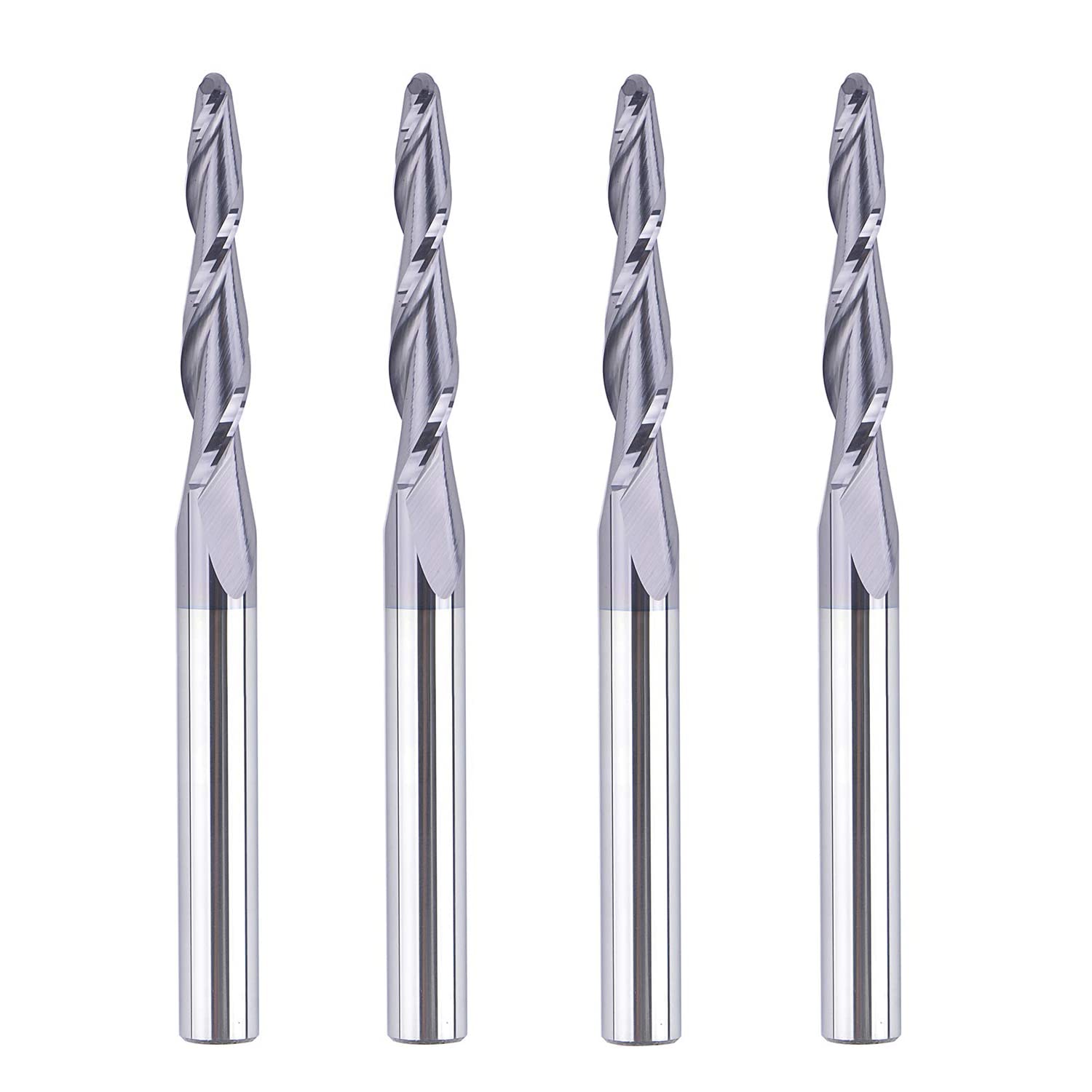 1/4 inch Shank 3mm Diameter Ball Nose Tapered End Mill CNC Engraving Bits Pack of 2 F1667
